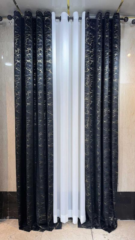 پرده طلاکوب وارداتی رنگ مشکی