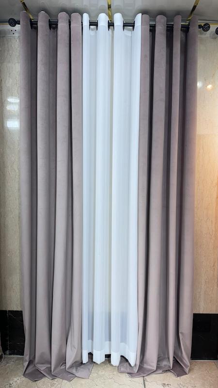 پرده مخمل وارداتی رنگ گلبهی