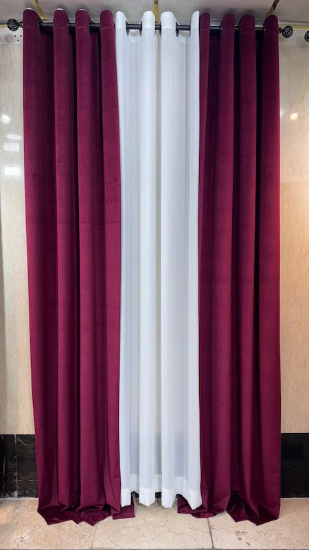 پرده مخمل وارداتی رنگ زرشکی