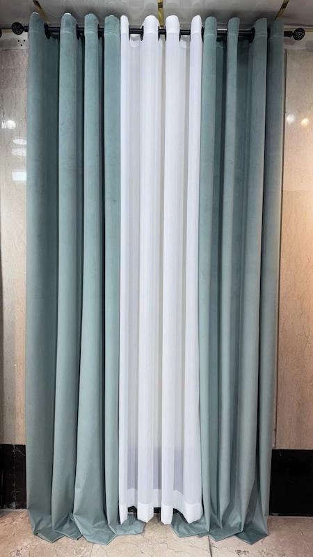 پرده مخمل وارداتی رنگ سبز پاستیلی