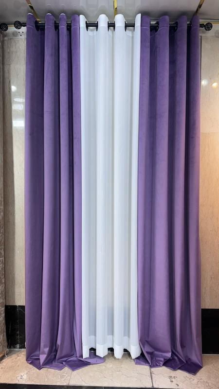 پرده مخمل وارداتی رنگ یاسی