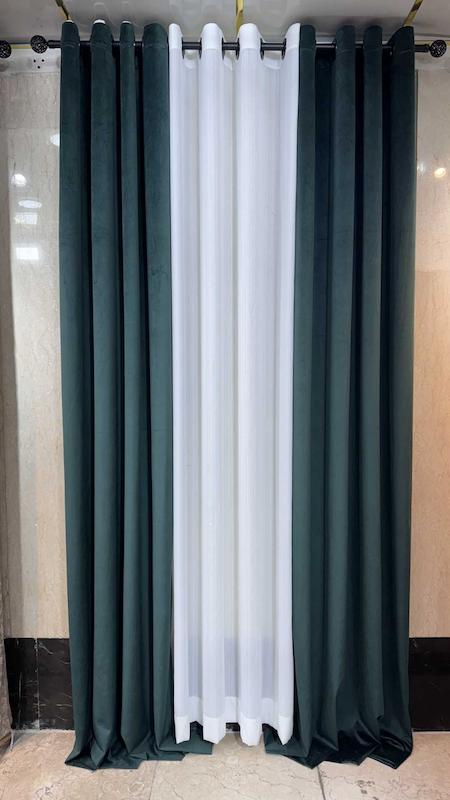 پرده مخمل وارداتی رنگ سبز درباری