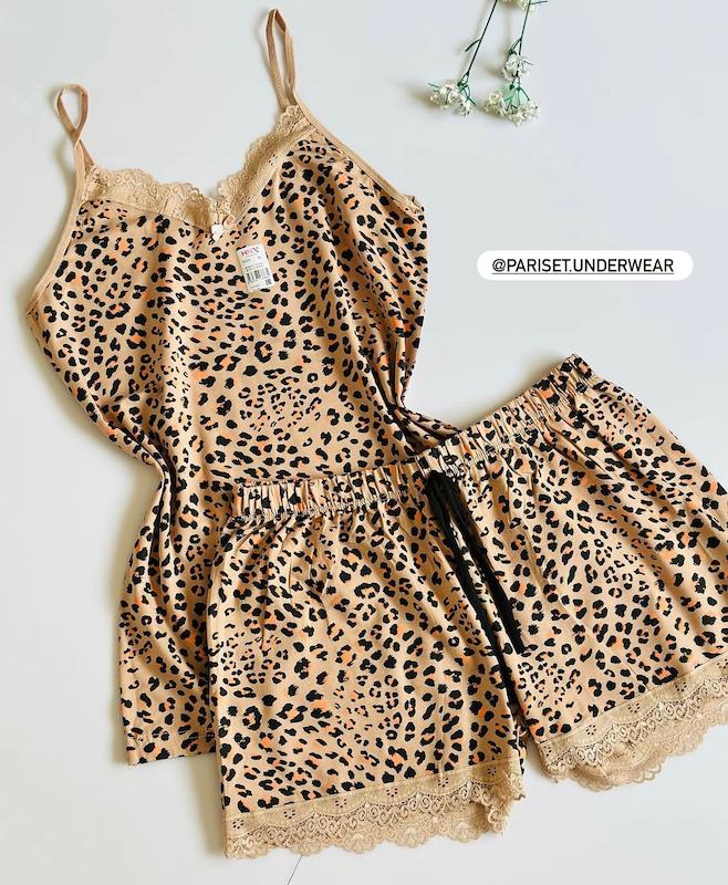 تاپ شورتک پلنگی نسکافه ایی