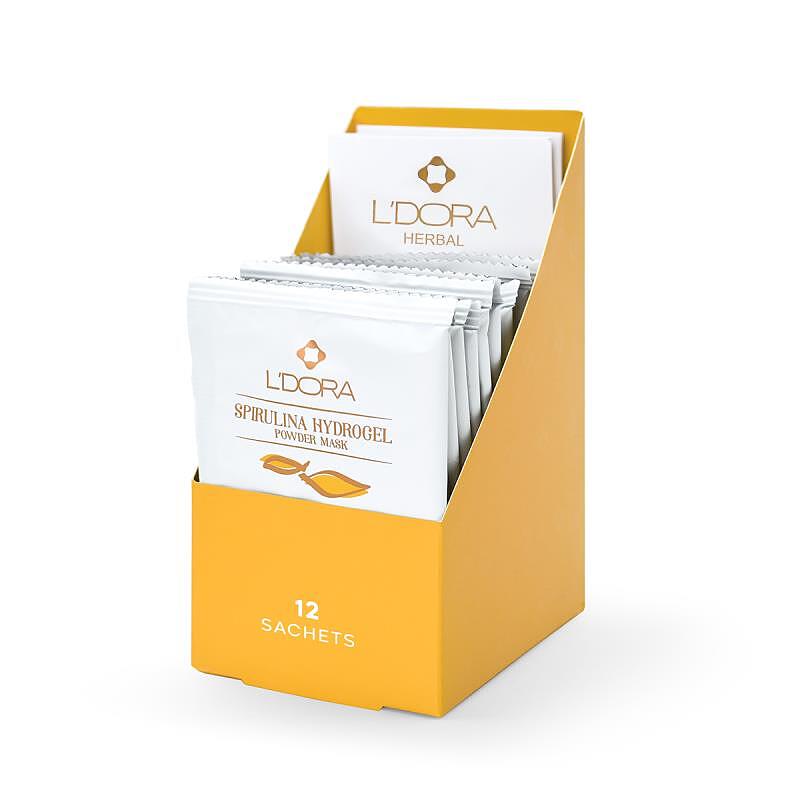 ماسک پودری اسپیرولینا هیدروژلی حاوی سفیده تخم مرغ و کیوتن لدورا هربال 12 عددی