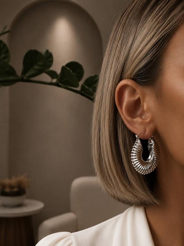 گوشواره حلقه ای طرح شیاری