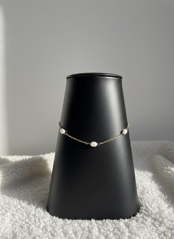 پابند استیل طلایی مرواریدی