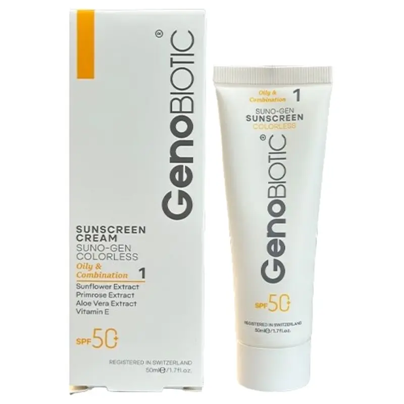 ضد آفتاب بدون رنگ پوست چرب و مختلط SPF 50 ژنوبایوتیک (50 میلی لیتر)