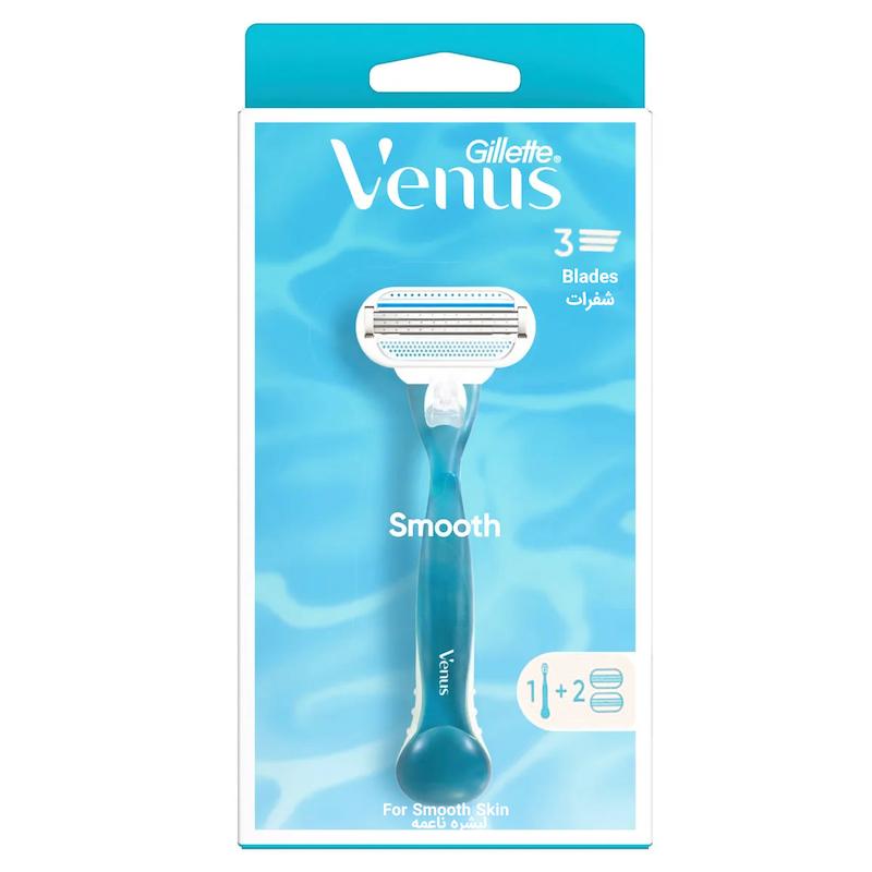 تیغ سیستم 3 لبه صابون دار Smooth Venus ژیلت (1دسته+2 تیغ)