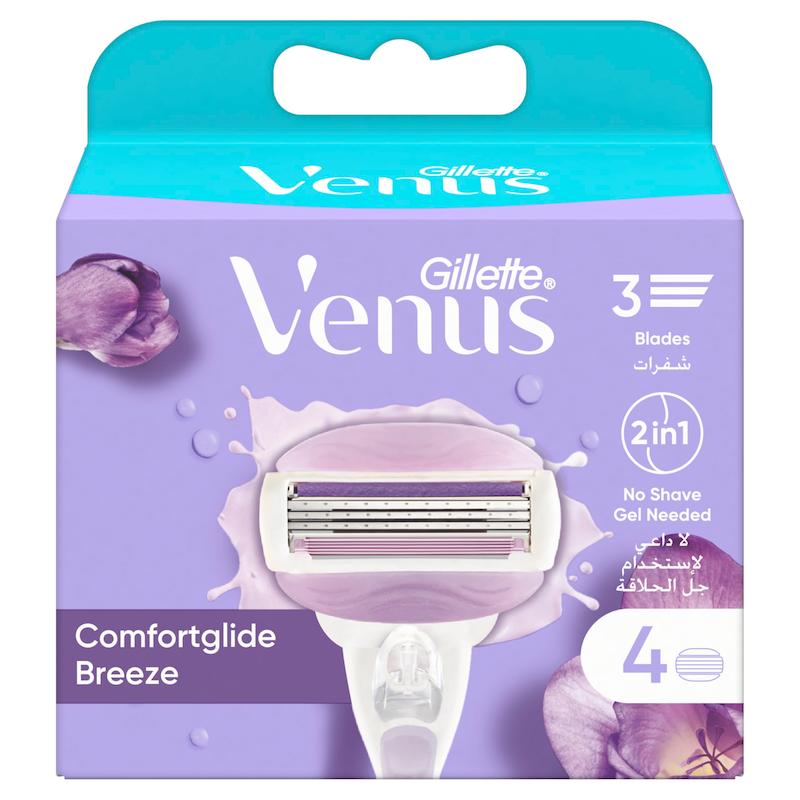تیغ یدک سیستم 3 لبه صابون دار Breeze Venus  ژیلت (4 عدد)
