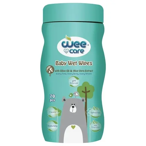 دستمال مرطوب کودک روغن زیتون و آلوئه ورا قوطی وی کر (70 عددی)