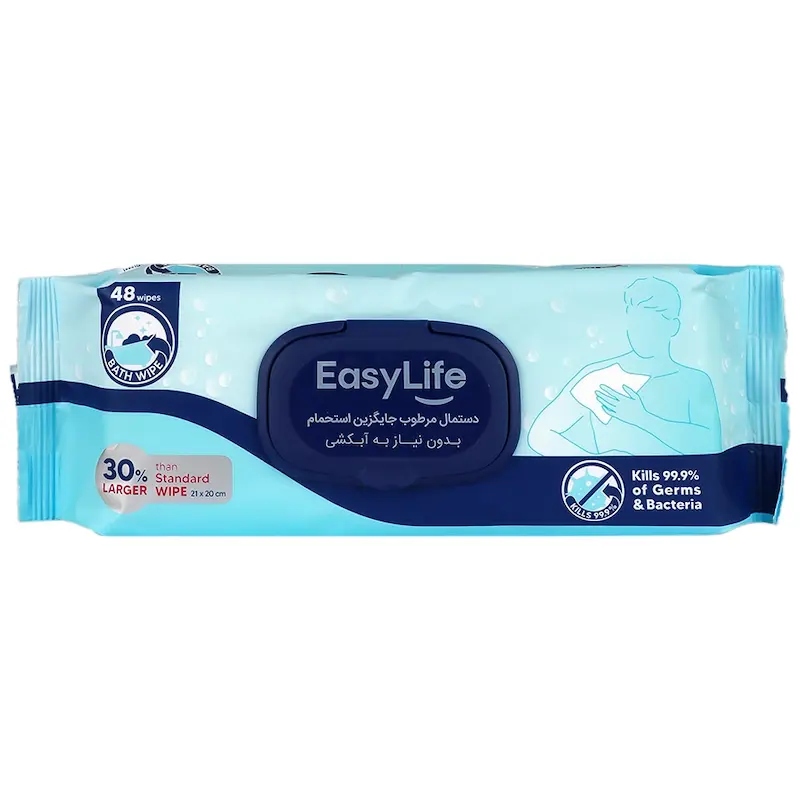 دستمال مرطوب بزرگسال جایگزین حمام ایزی لایف (48 عدد)