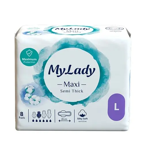 نوار بهداشتی مکسی مدل به نرمی ابریشم سایز L مای لیدی (8 عدد)