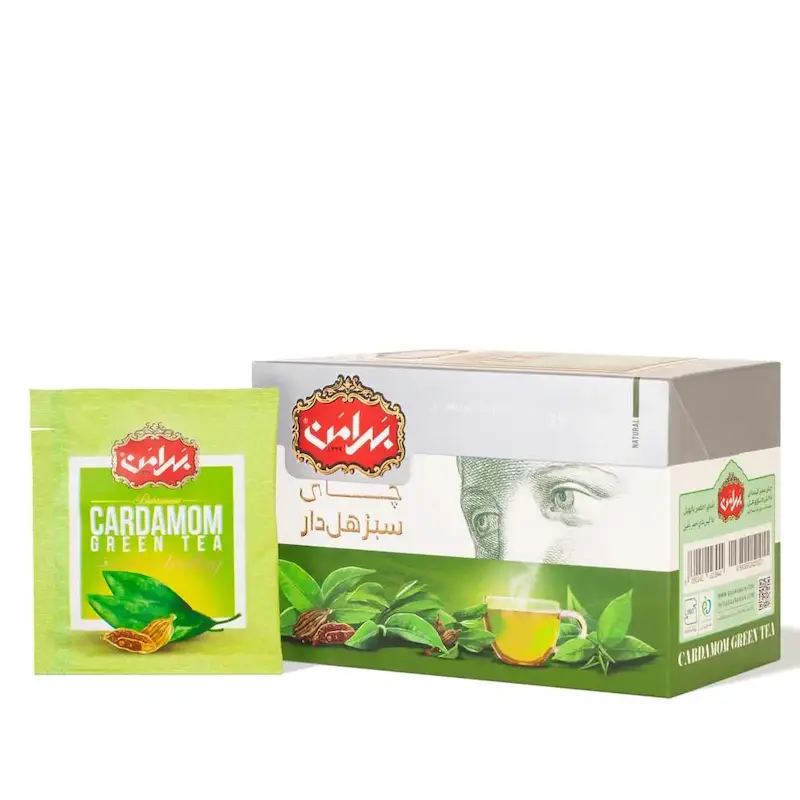چای سبز کیسه ای هل دار بهرامن  (25 عددی)