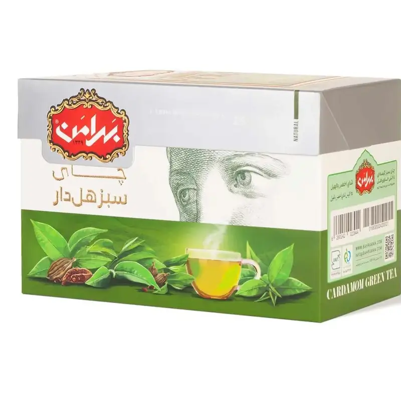 چای سبز کیسه ای هل دار بهرامن  (25 عددی)