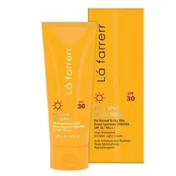ضدآفتاب و ضد لک بدون رنگ پوست خشک و معمولیSPF 30 لافارر (40 گرم)
