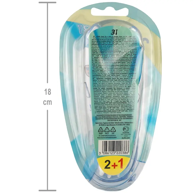 تیغ چهار لبه صابون دار Soleil Bella بیک (3عددی)