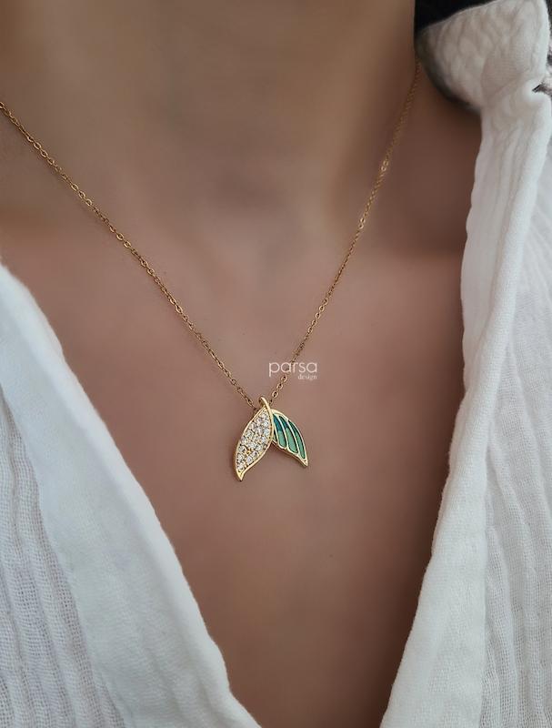 گردنبند دم وال نگین و میناکاری 