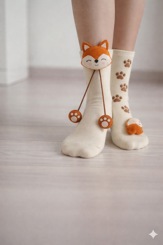 جوراب سه‌بعدی فانتزی 🧦😍ساق کوتاه