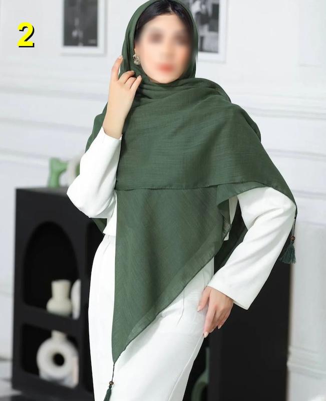 ‏روسری نخی منگوله دار ساده 🧕