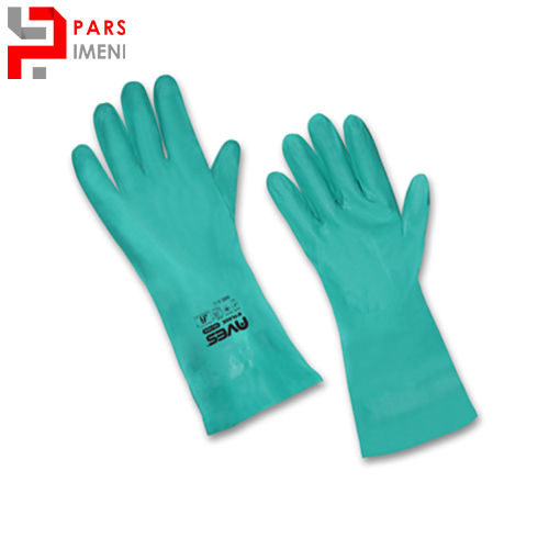 دستکش نیتریل ضد شیمیایی AVES مدل HG-1845 AVES Chemical Resistant Nitrile Gloves Model HG-1845