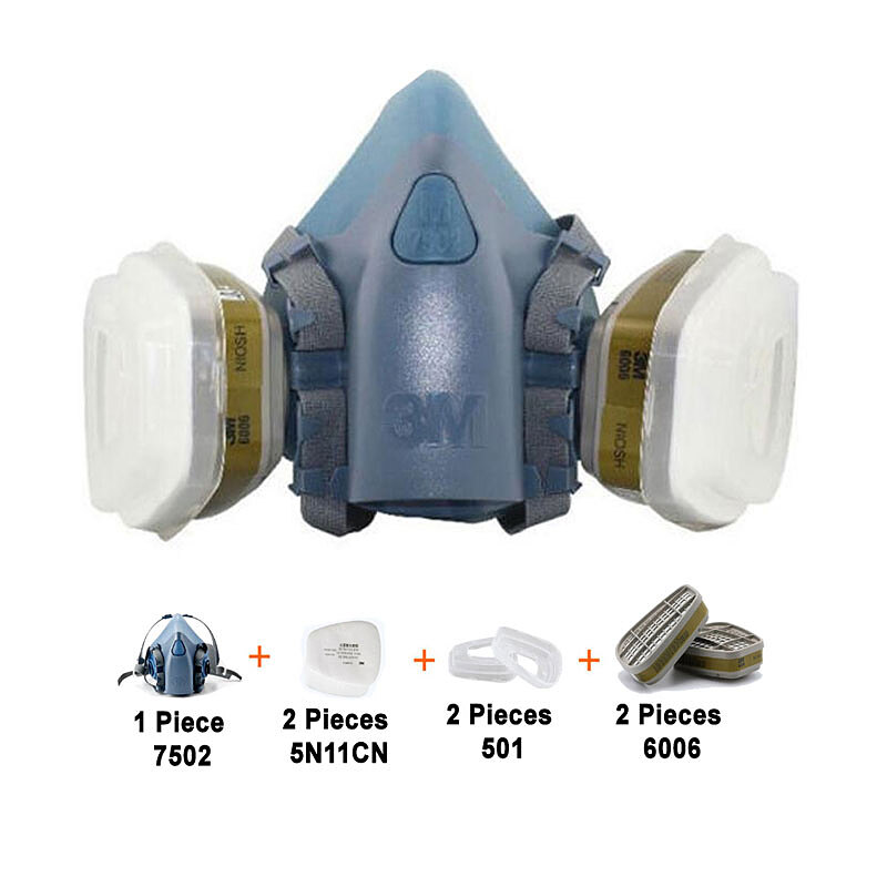  ماسک نیم صورت سیلیکونی تری ام( چینی )مدل 3M 7502 با فیلتر مولتی گاز 6006