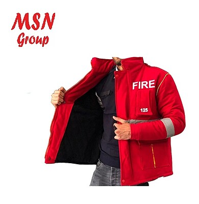 اورکت آتش نشانی FIRE اورکت کاپشن فلامنت کج راه قرمز Firefighter Overcoat FIRE Overcoat Red Linen Operational Ceremonial Jacket