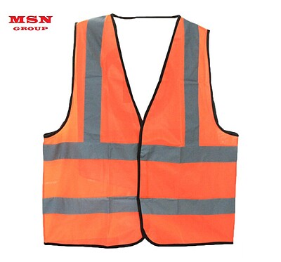 جلیقه ایمنی شبرنگ دار نارنجی راهنمایی ترافیکی 4 خط Orange reflective safety vest, 4-lane traffic guidance