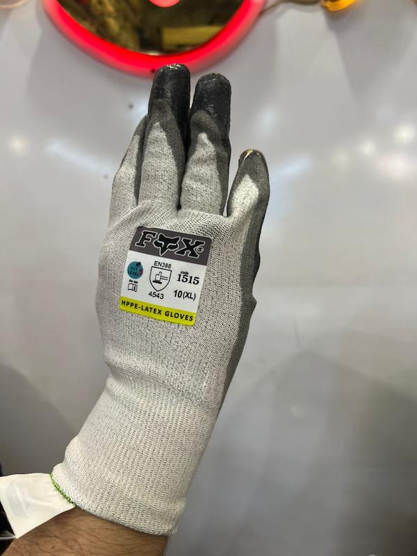 دستکش ضد برش فوکس پارچه داینما ابریشم کف لاتکس (Fox)  