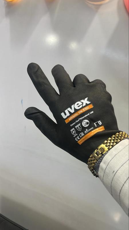 دستکش عایق برق شهری و ضد برش آلمانی UVEX 16350 دارای استاندارد EN388، ضدبرق سبک، ESD آنتی‌استاتیک