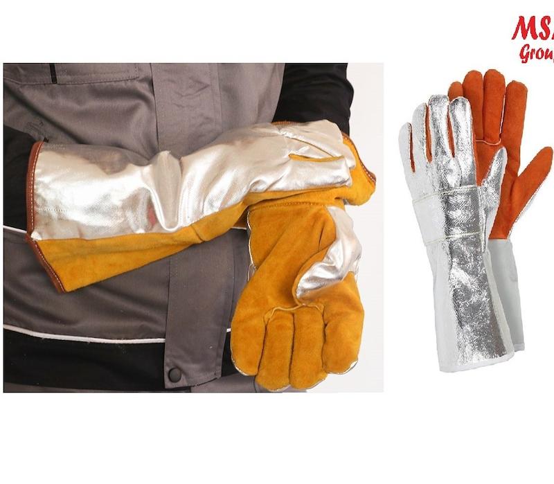 دستکش کف چرم روکش الومینیوم ضد حرارت و داخل کولار مناسب جلوی کوره و ریخته گری حرفه ای ترین دستکش نخ نسوز ELVEX 