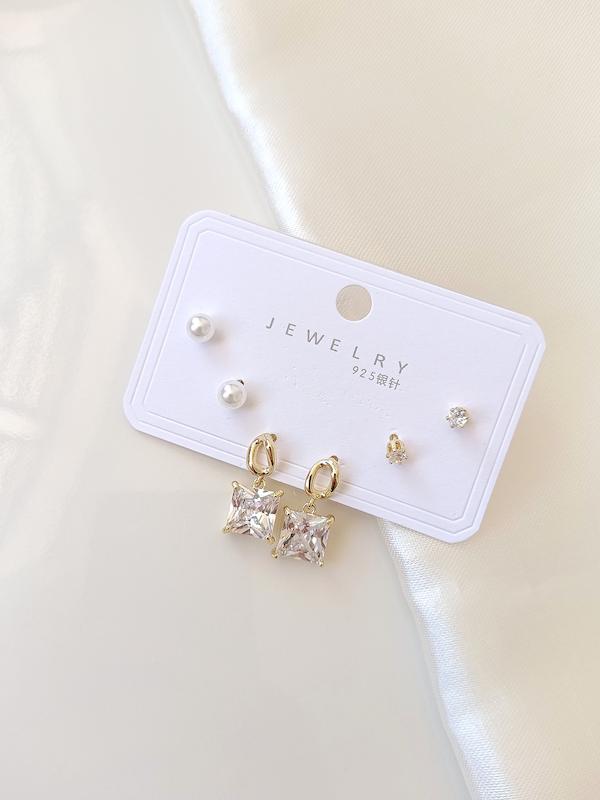 پک سه عددی گوشواره های میخ نقره 