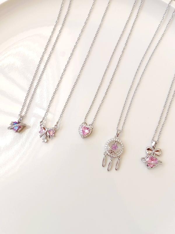 گردنبند های پینترستی نگین سوارسکی صورتی 