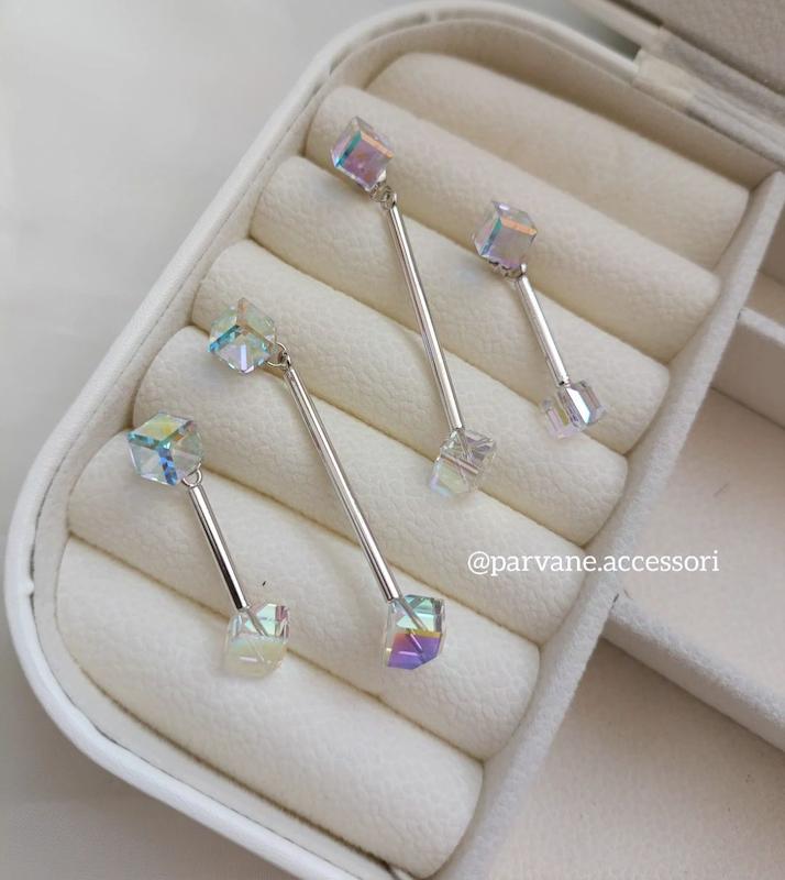 گوشواره نگین مکعبی