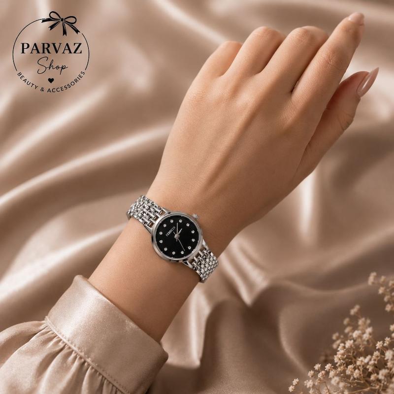 ساعت مچی بند استیل صفحه گرد مشکی ferrocci