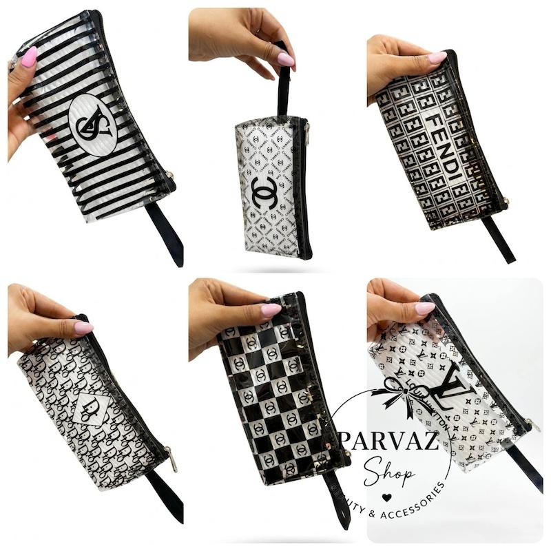 کیف آرایشی و بهداشتی طلقی شفاف طرح‌دار