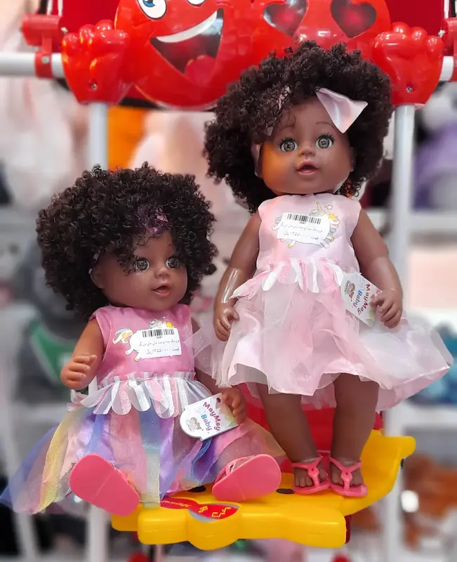 عروسک سیاه پوست مو فرفری موزیکال ایرانی و خارجی کد 0587