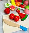 اسباب بازی میوه برشی مگنتی چوبی با سبد کد 0815