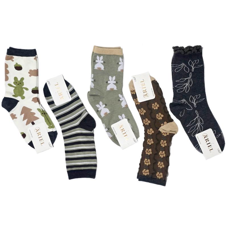 جوراب ساق بلند طرح جنگل نخی