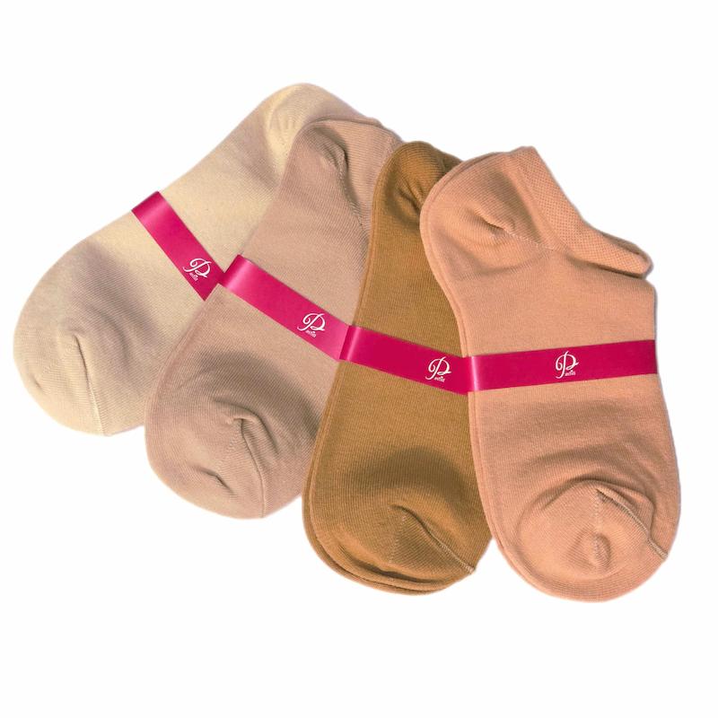 جوراب مچی نخ پنبه تک رنگ کرم قهوه ایی