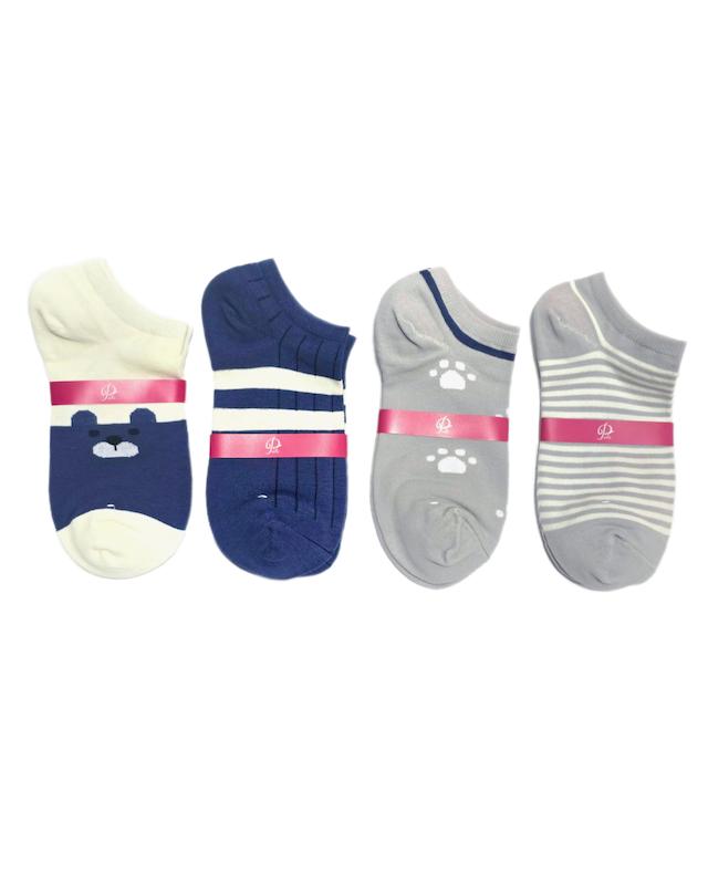 جوراب مچی زنانه نخ پنبه خرسی آبی 