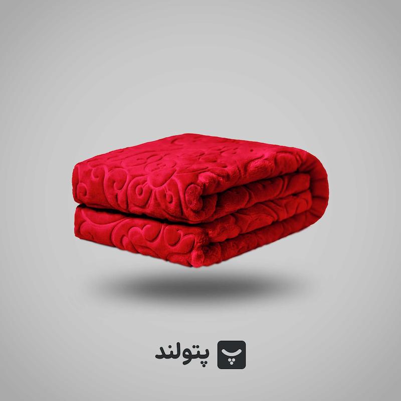 پتو ساده پرسی یکنفره قرمز گلبافت، مناسب برای استفاده روزمره و فصول سرد
