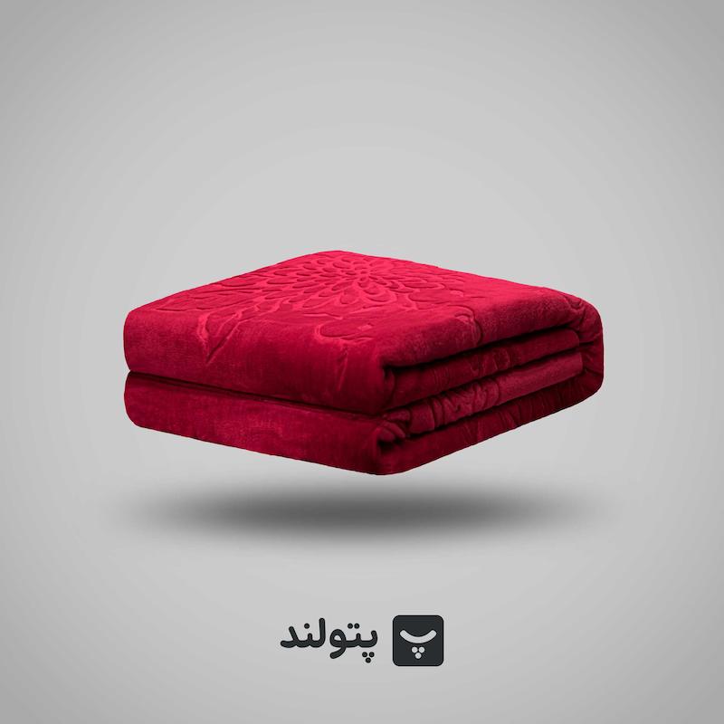 پتو دونفره اناری ساده پرسی گلبافت، سنگین و بسیار گرم، مناسب فصول سرد