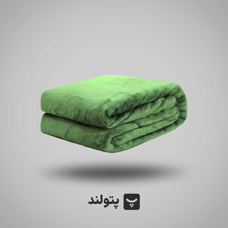 پتو گلبافت یکنفره مورا با طرح ساده و رنگ سبز