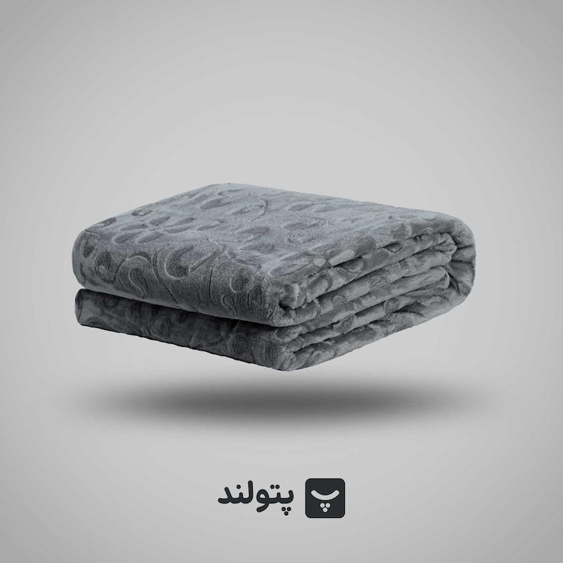پتو گلبافت دونفره طوسی مسافرتی فلورا با طرح گل