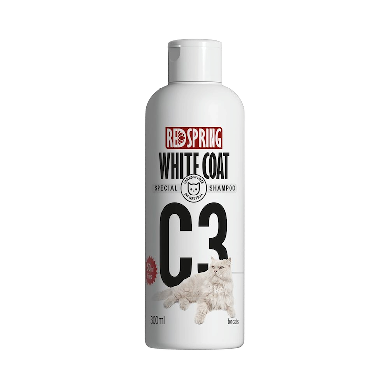 شامپو گربه C3 مخصوص موهای سفید و روشن رداسپرینگ Redspring White Coat Shampoo C3 حجم 300 میلی لیتر