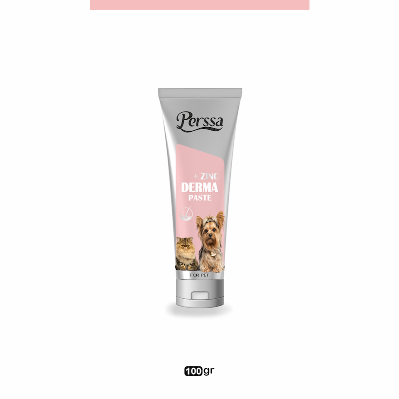 خمیر تقویت کننده پوست و مو پرسا مخصوص سگ و گربه Perssa derma paste zinc وزن ۱۰۰ گرم