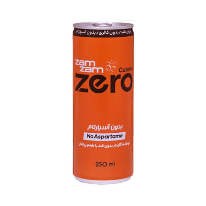  نوشابه گازدار زیرو پرتقالی 250cc قوطی زمزم