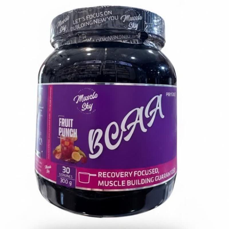 پودر BCAA میوه‌ای (BCAA Fruit Punch) ماسل اسکای | تأمین اسیدهای آمینه ضروری برای ریکاوری سریع (۳۰۰ گرمی)