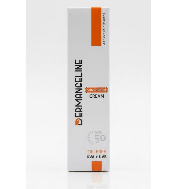 کرم ضد آفتاب بی‌رنگ درمنجلین SPF 50 (Dermangeline Sunscreen Cream) | محافظت دوگانه در برابر آفتاب و آلودگی هوا با ویتامین A و E (۵۰ میلی‌لیتر)