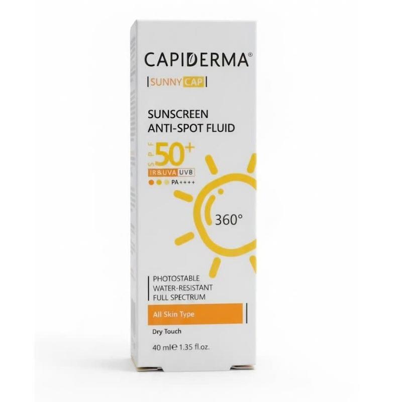 فلوئید ضد آفتاب ضد لک کاپی‌درما (CAPIDERMA SunnyCap Sunscreen Anti-Spot Fluid SPF 50+) | محافظت ۳۶۰ درجه و مبارزه با لک‌ها در یک محصول (۴۰ میلی‌لیتر)